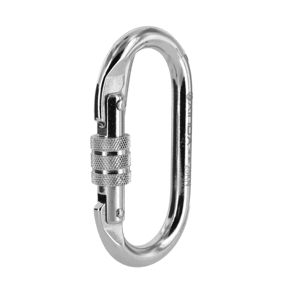 Carabiner Stainless Steel Screw Lock Safety Climbing Carabiner for Rock Climbing Equipment Belt Rope Kit