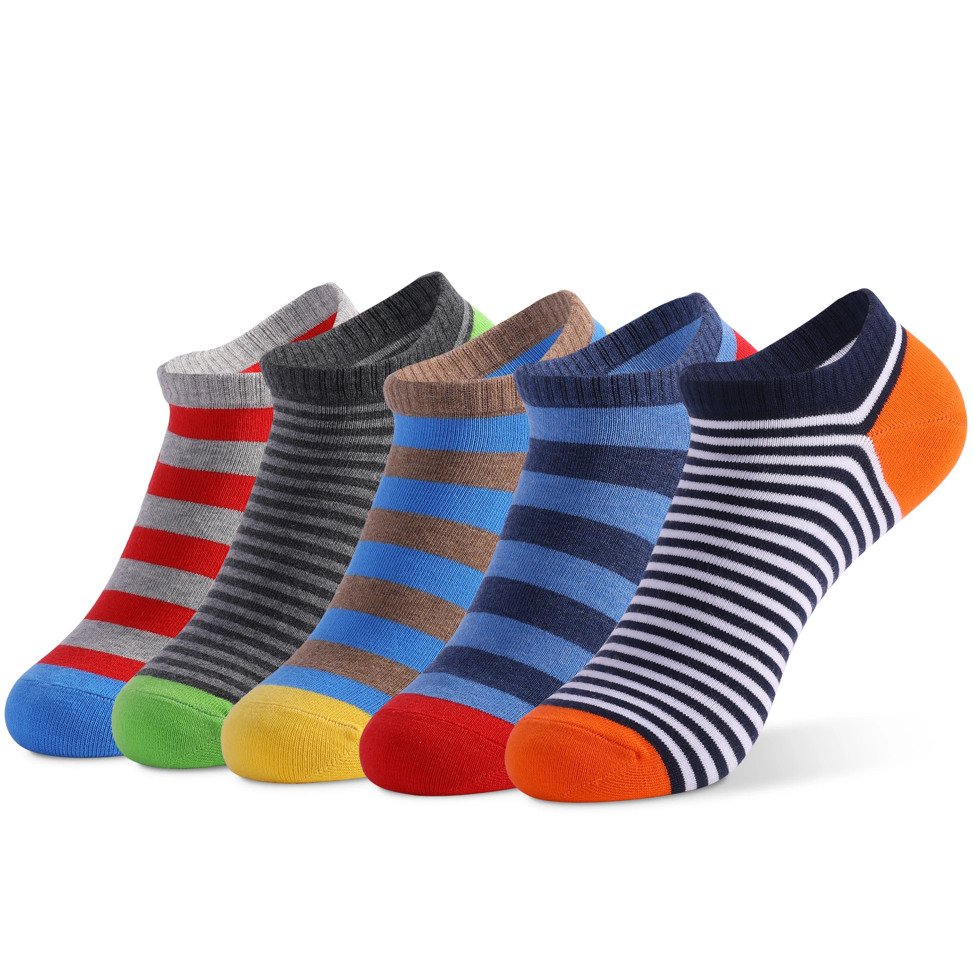 5 Pairs Low Cut Men Socks Solid Color Stripe Breathable Cotton Socks Sport Short Socks Women Men Funny  Ankle Socks,D017