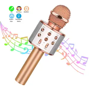 Micrófono de karaoke Bluetooth inalámbrico, altavoz de micrófono de karaoke con radio fm de remix ajustable para niñas para niños adolescentes cumpleaños 10 mejores altavoces de micrófono de ventas - №5