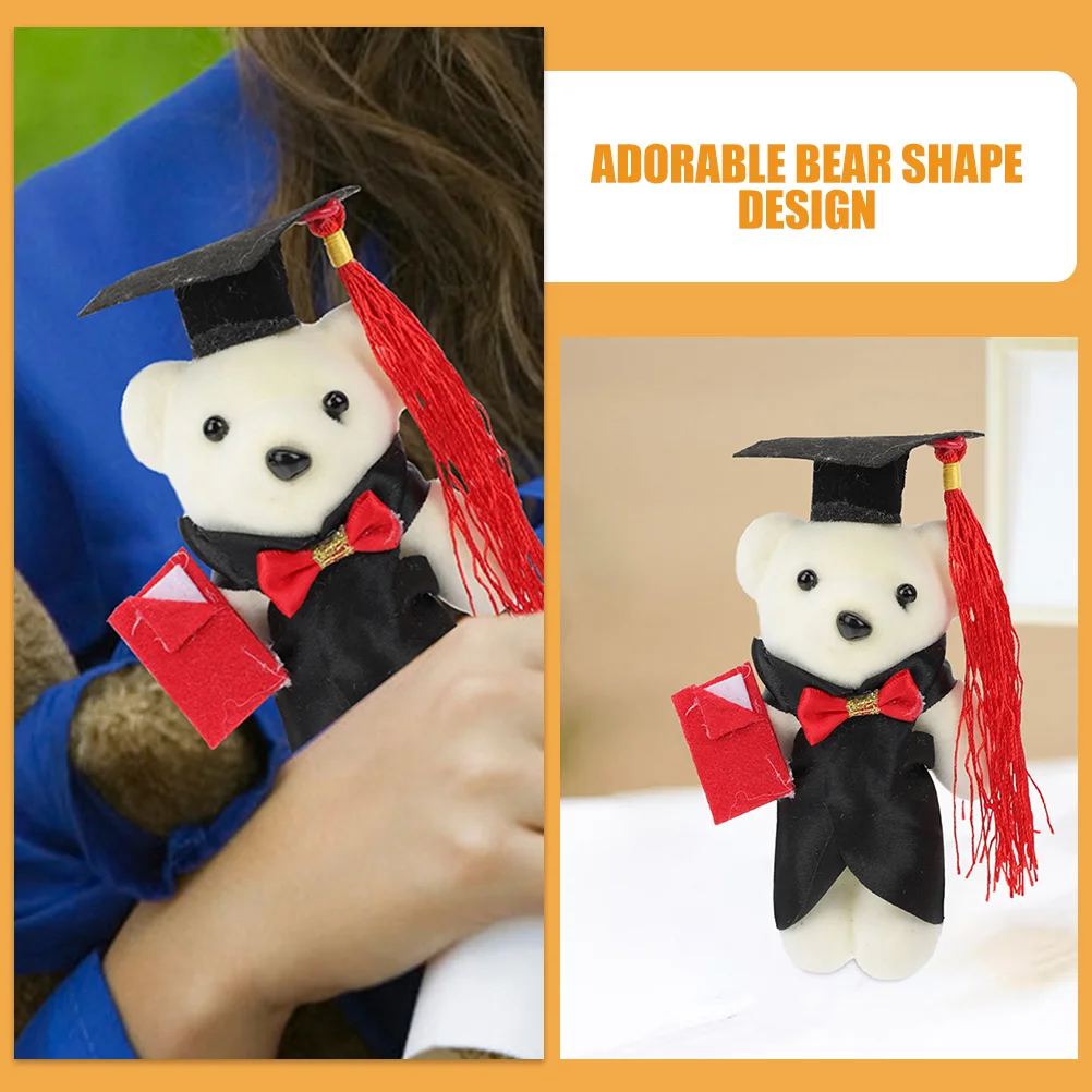 9 Pcs Graduation Season Dr Bear Plush Soft Fluffy Hairy Toy Ornament Delicate Stuffed Plastic Animals