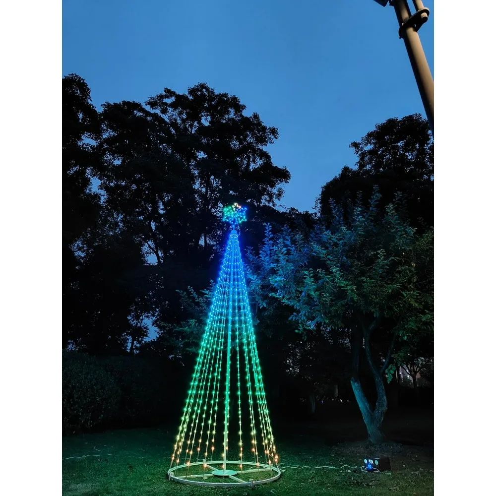 Outdoor Lighting Christmas Tree Lights for Yard, 12FT Smart Led Cone Outside Christmas Tree Light Show with