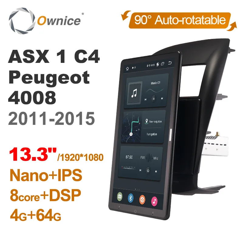 

1920*1080 13.3" Ownice Android 12.0 Car Multimedia for Mitsubishi ASX 1 C4 Peugeot 4008 2011-2015 Radio 4G LTE 360 No DVD