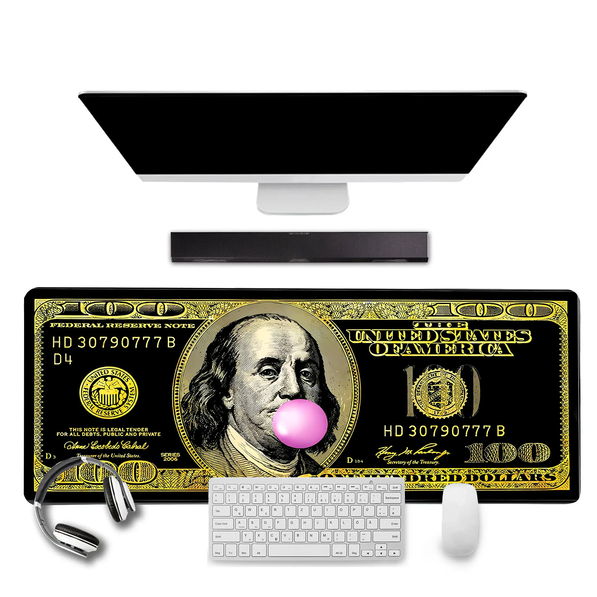 

Funny Dollar Design Mouse Pad Large Computer Office Game Mat Rubber Anti-slip Gaming Accessories Keyboard Long Mats Desktop Pads