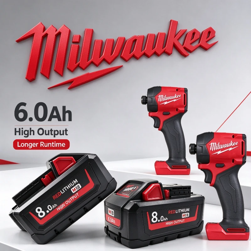 100% Real Milwaukee M18HB8 18V 6.0Ah 8.0Ah REDLITHIUM Extended Runtime Battery 48-11-1880 for Band Saw Metalworking Long Life