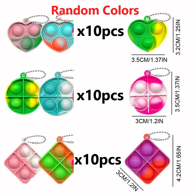 30PCS Pop Fidget Toys Mini Pop Keychains Toddler Toys Fidgets Pack Sensory Toys Bulk Packs Reduce Pressure Party Favors Gifts