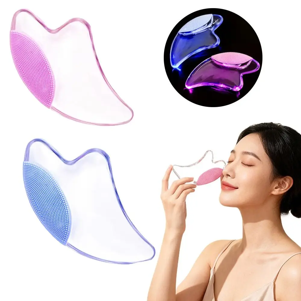 Transparent Resin Crystal Scraping Board Smooth Edges Wrinkle Removal Electric Facial Massager with LED Light Skin Tightening