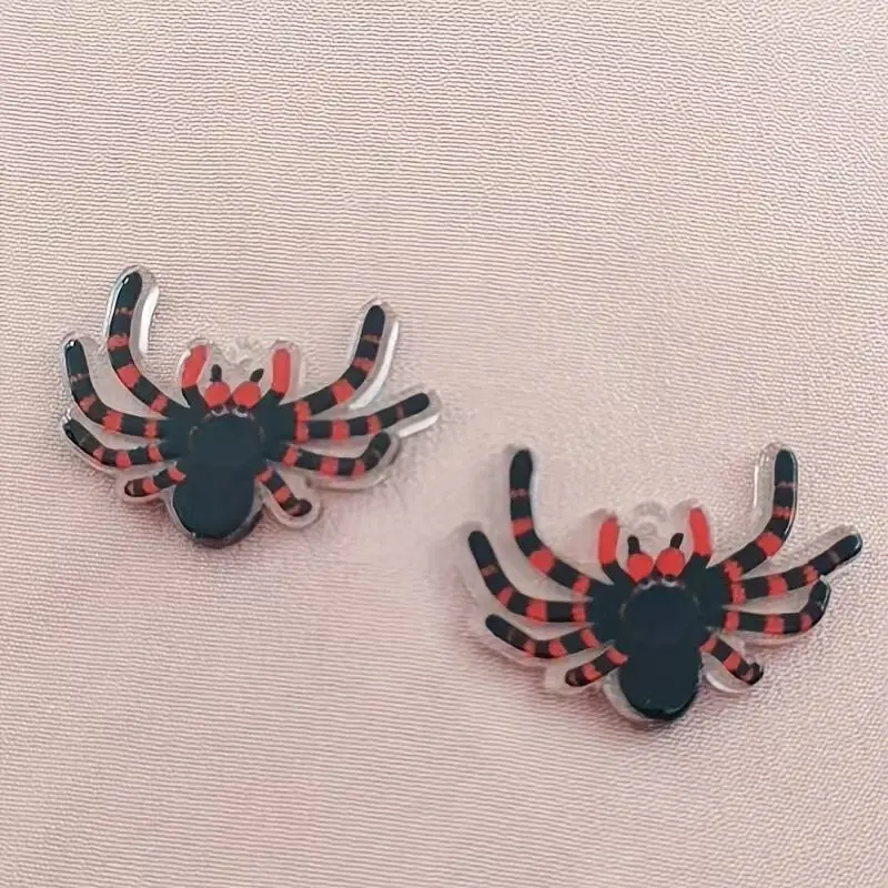 10pcs acrylic Halloween spider pendant, DIY jewelry making earrings necklace keychain accessories view 2