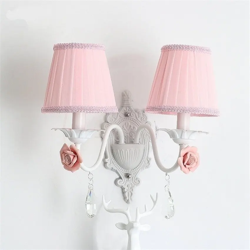 Imagem -05 - Luz de Parede Romântica com Design de Flor Rosa Estilo Europeu para Quarto Sala de Estar Princesa Quarto da Criança