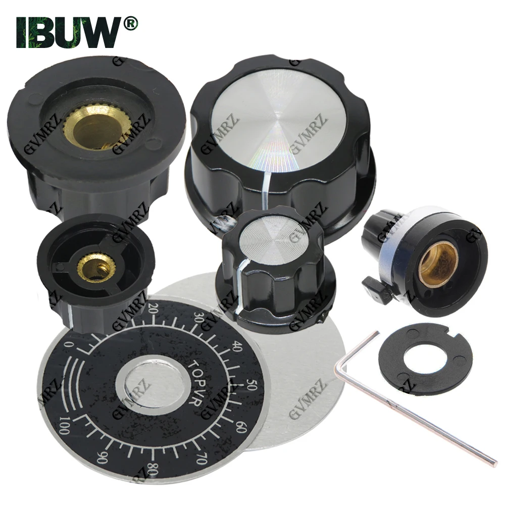 Potentiometer knob / aluminum alloy potentiometer cover /potentiometer handle inner hole 4MM scale piece//MF-A01/A02/A03/A04/A05