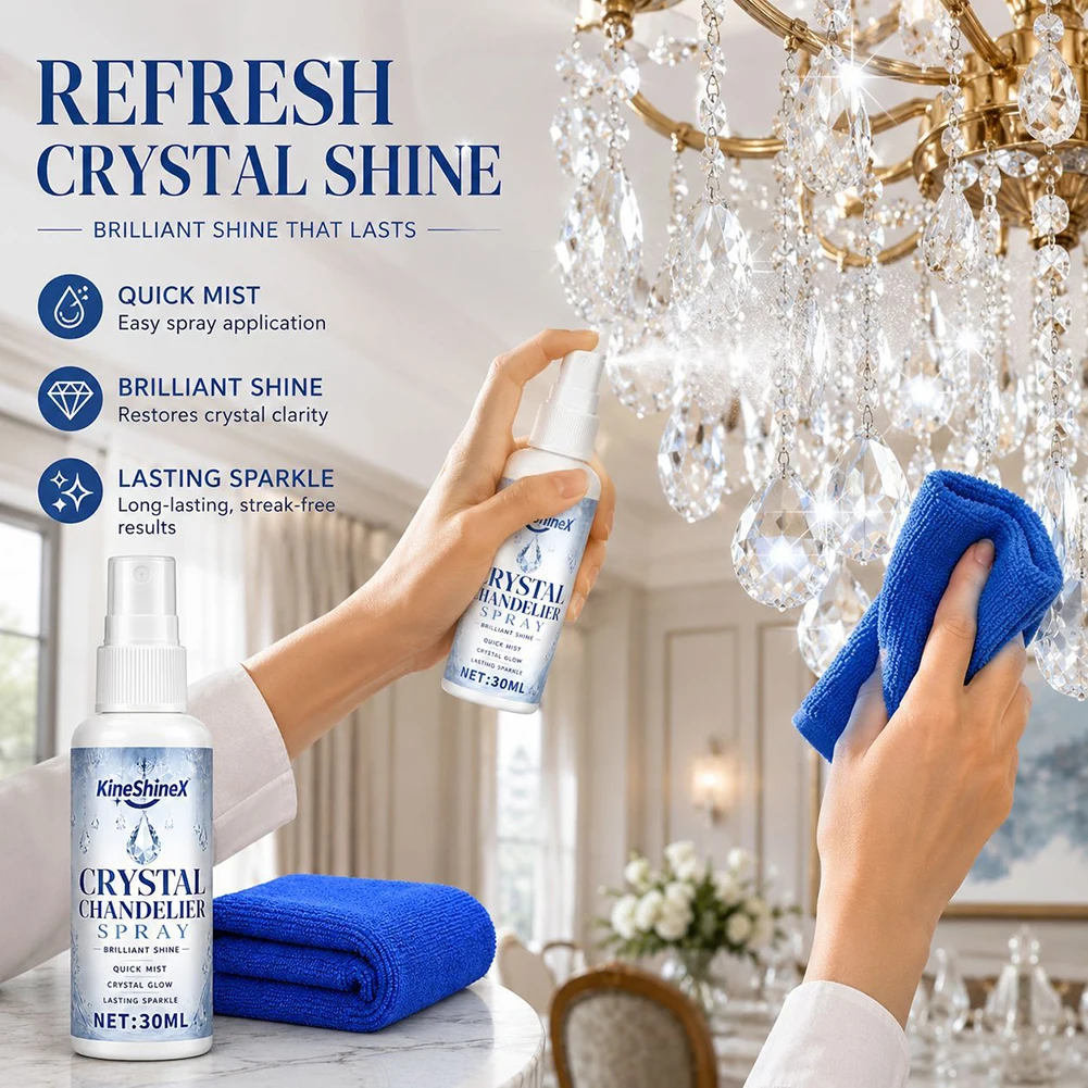Professional Strength Crystals Cleaner Fast-acting, Dust-repelling Spray. Elegant Dining Room Chandelier