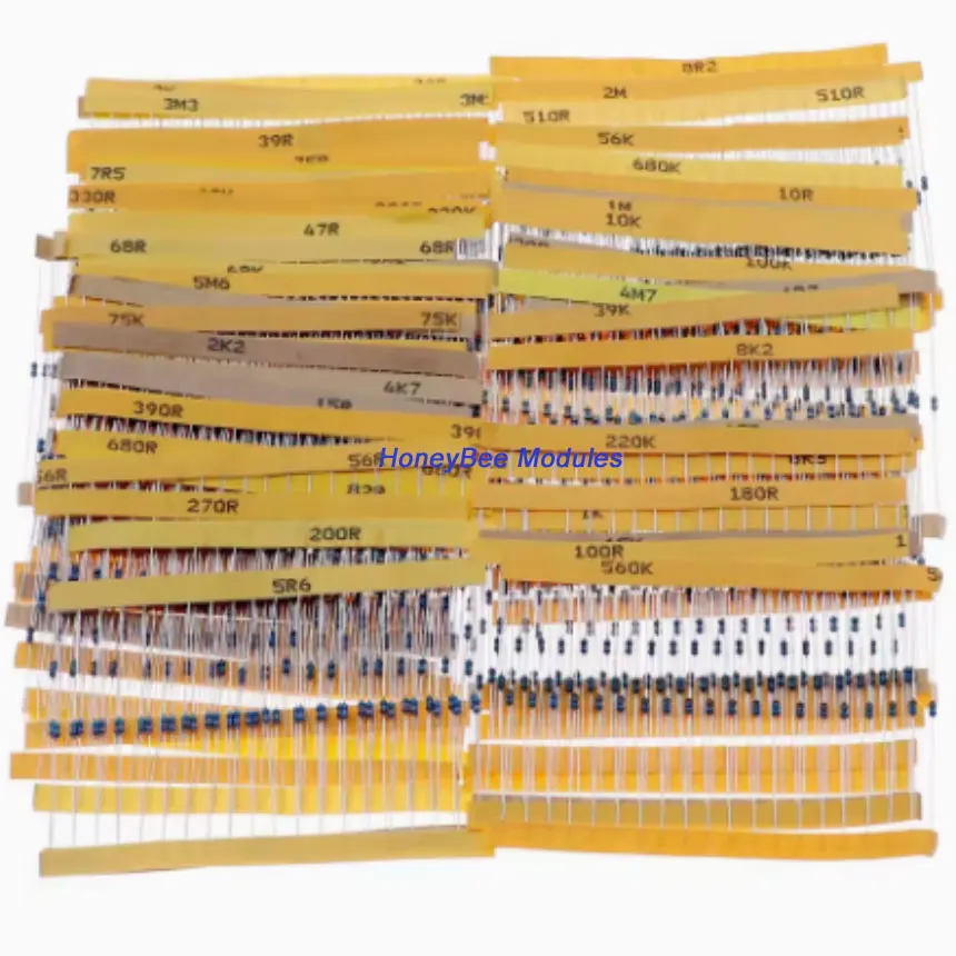 Boxed 1/8W Resistor Pack 1280pcs 64 Resistance Values (1 Ohm-10M) 1/6W Metal Film Resistor Set