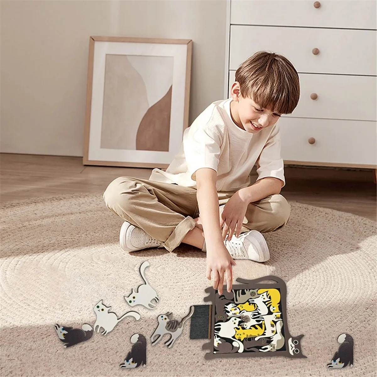 SEMOIC Pocket Travel Games for Car Road Airplane Activities Birthday Games Wooden Cat Puzzle Game