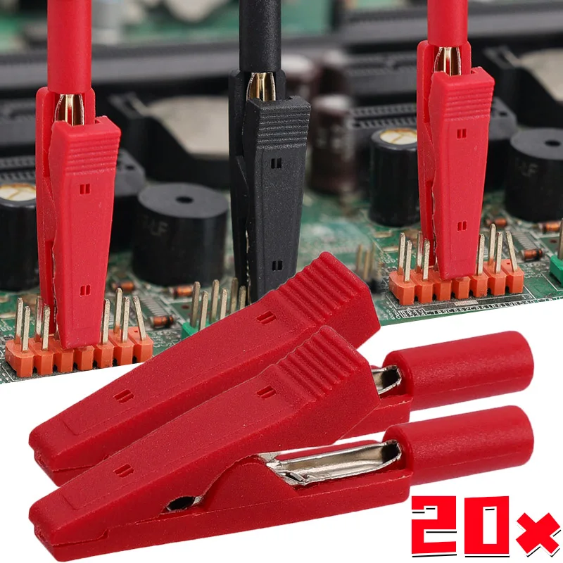 1-20pcs Removable Insulated Alligator Clips Test Probe Banana Plug Test Adapter Multimeter Pen Cable Probes Crocodile Clips
