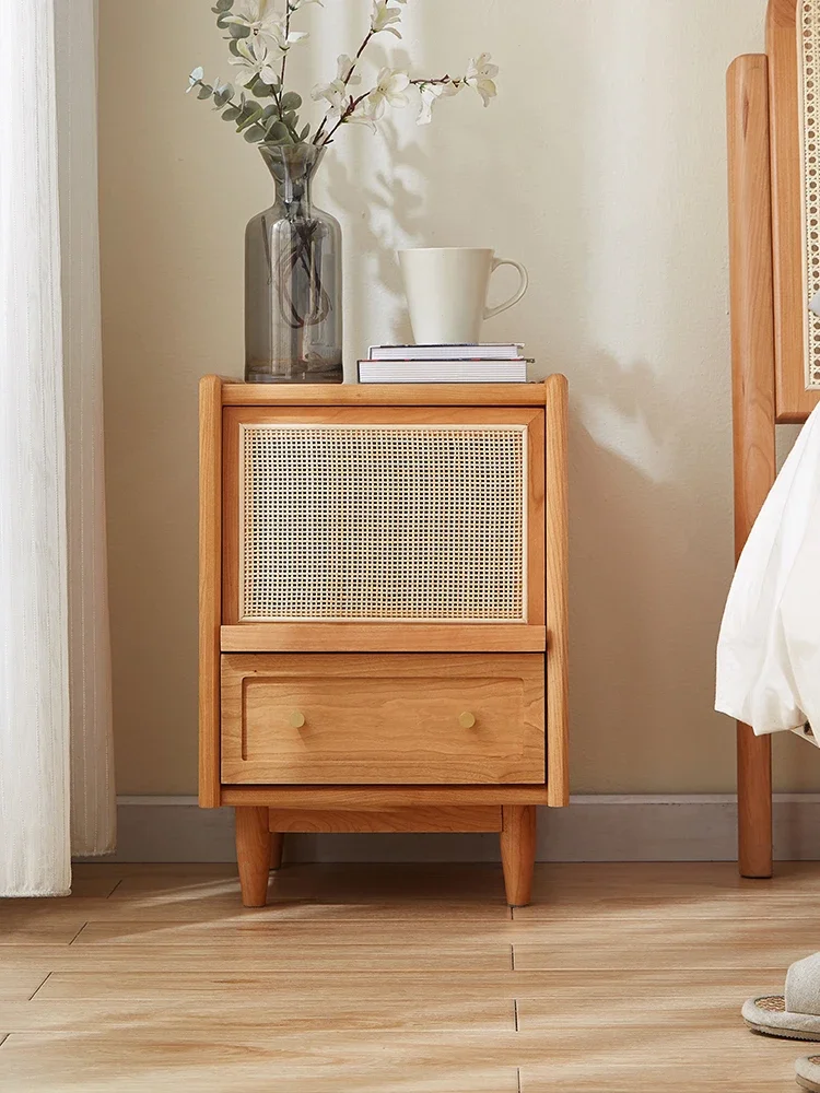 Solid Wood Narrow Edge Bedside Table All-in-One Light Storage Storage Cabinet Bedroom