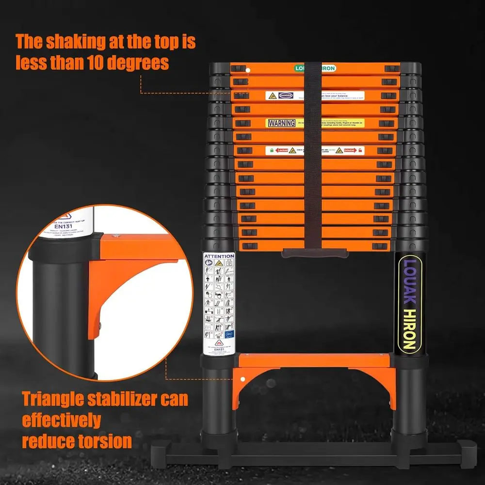 Ausziehbare, zusammenklappbare, rutschfeste Leiter für den Mehrzweckhaushalt, 14,5 Fuß/4,4 m