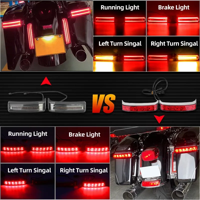 Motorcycle Turn Signals Luggage Saddlebag Rear Light Led Tail Lights Taillights For Harley Touring Street Glide Road King 97-22