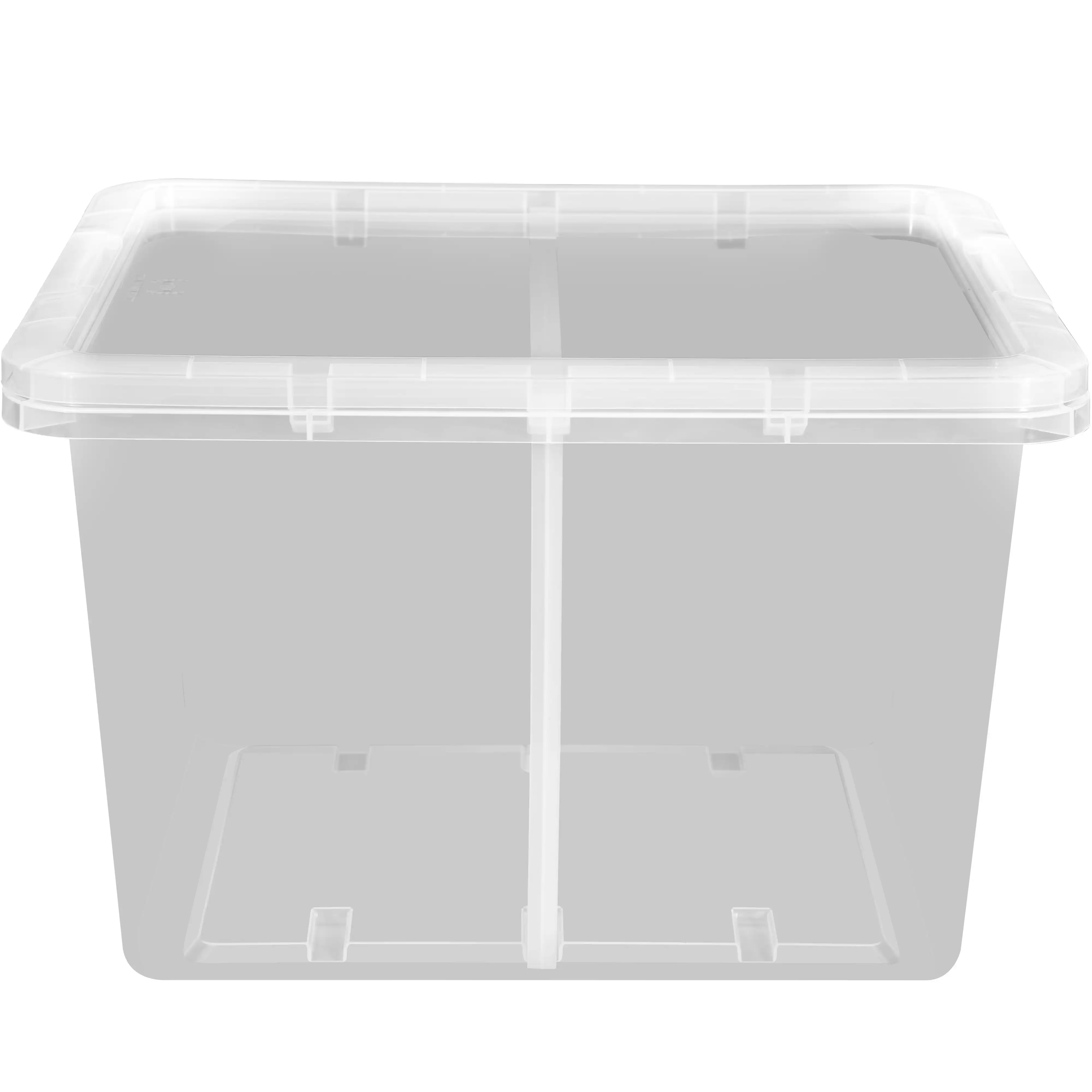 صندوق تخزين بلاستيكي شفاف سعة 70 لترًا مع مقسم، للبالغين