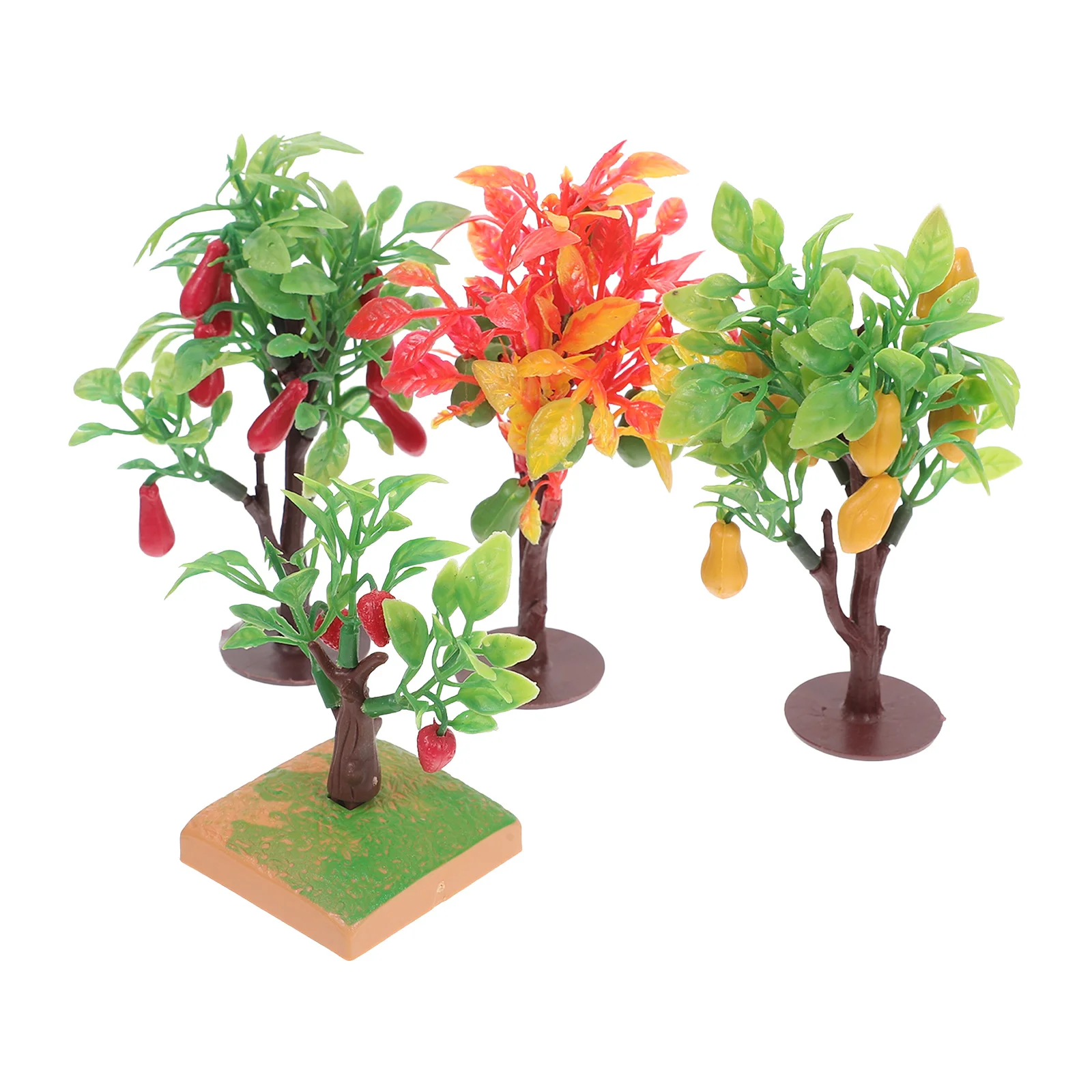 

4pcs Realistic Artificial Fruit Tree Mini Plastic Trees For Diorama Train Scenery Green Landscape Simulation Plant