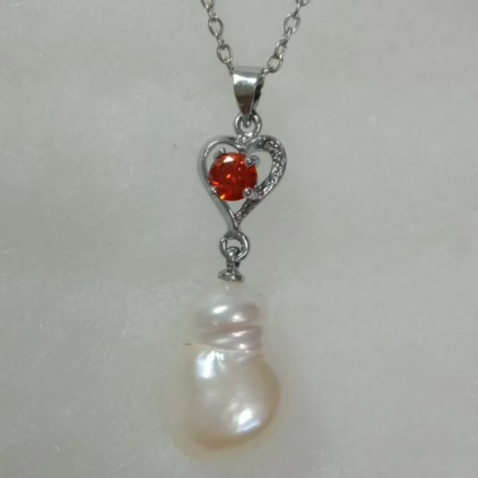 

17"Sea Cultured Baroque Pearl Necklace Pendant 13x18mm