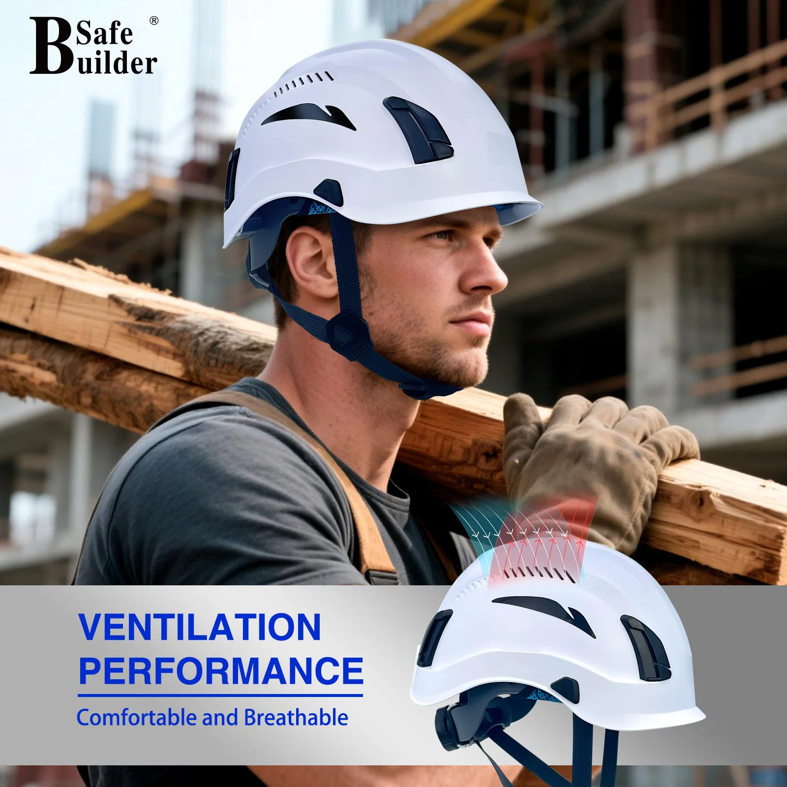 Safety Helmet Hard Hats Construction Head Protection 6-Point Suspension Lightweight Work Outdoor,Industrial ANSI Approved