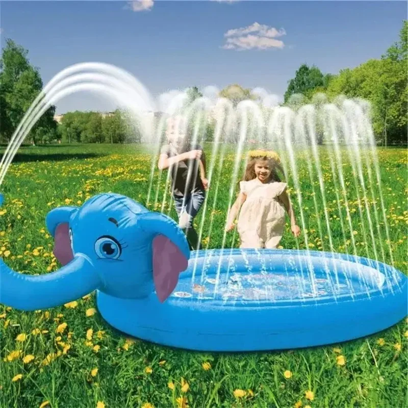 

Cartoon Elephant Water Spray Game Mat Outdoor Play Mat Lawn Beach Sea Animal Inflatable Water Spray Kids Sprinkler Play Pad Mat