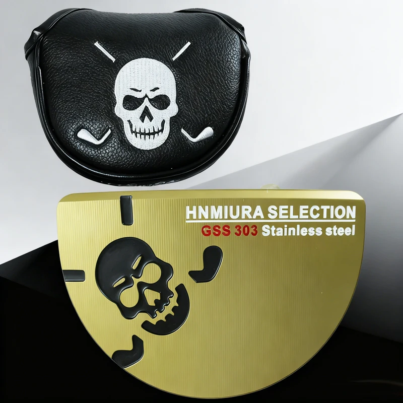 Cabeças de golfe douradas semicírculo dourado cabeça de putter de golfe destro unissex cabeça de clubes de golfe e capa de cabeça de golfe sem eixo