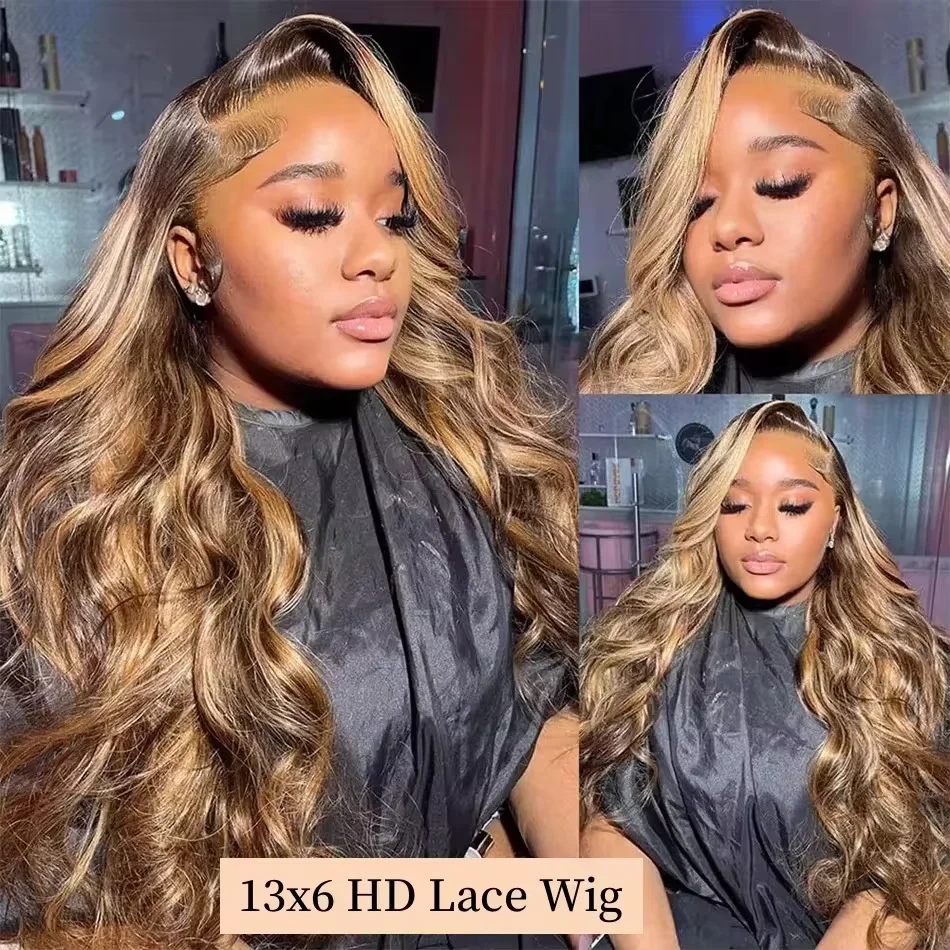 P4/27 تسليط الضوء على الجسم موجة الشعر البشري 13x6 HD الجبهة الباروكات الدانتيل الشفاف 46 بوصة 200 الكثافة الشعر البشري البرازيلي للنساء