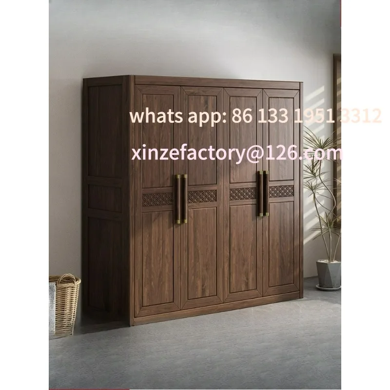 

South American walnut new Chinese solid wood wardrobe home bedroom swing door combination classical large wardrobe villa furnitu