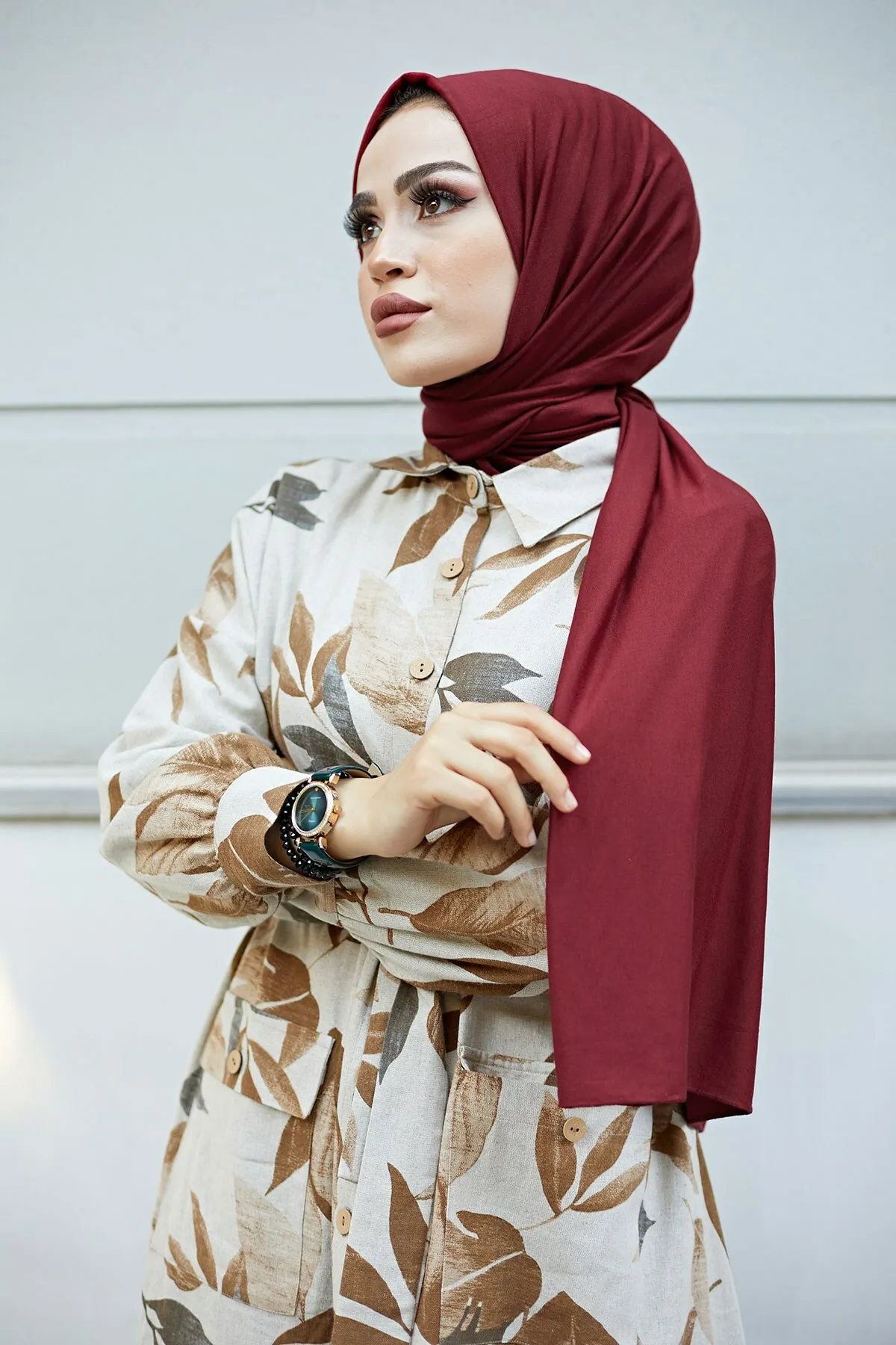 Combed cotton Shawl-burgundy Winter Autumn 2021 Muslim Women Hijab headscarf Islamic Turkey