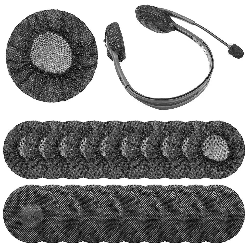 Cubierta desechable para auriculares, 100 piezas, resistente al color, fijación estable, sin hilo suelto, limpia, sin desplazamiento