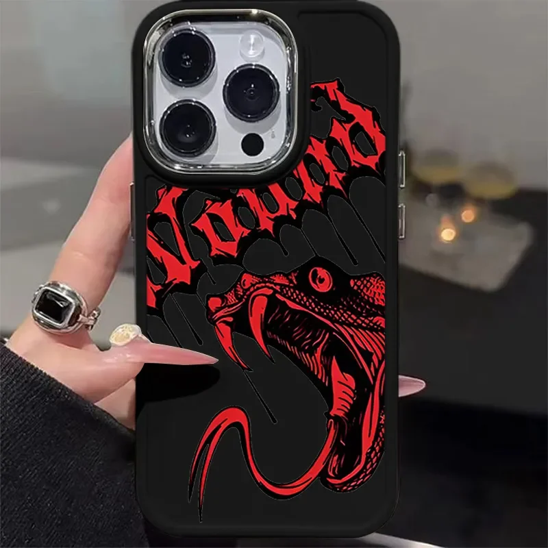 Blood Red Python Bucktooth Phone Case For iPhone Case 16 15 14 13 12 11 Pro XR XS Max 7 8 Plus Shockproof Phone Y2K Girl Cover