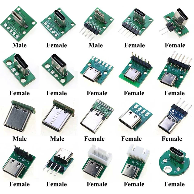 1szt USB 3.1 Typ C Złącze 90/180 stopni Pionowy test PCB Adapter Płytka Męska Żeńska Gniazdo Do Linii Danych Przewód Kabel Transfe