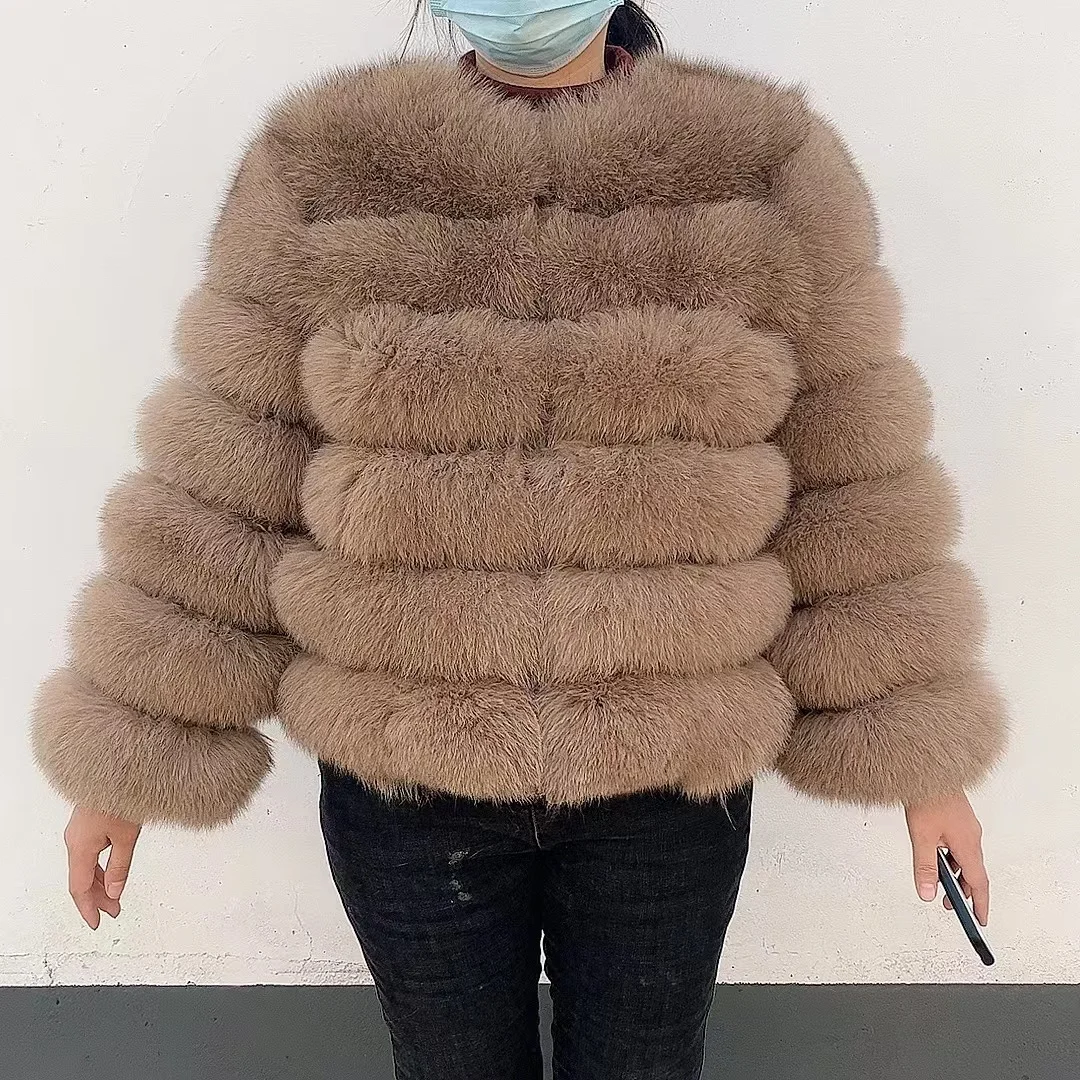 100% Natural Fur Jacket Real Fur Coat Winter Jacket Women Natural Fox Fur Luxury Fashion 50cm Short Jacket Wholesale Hot 2022