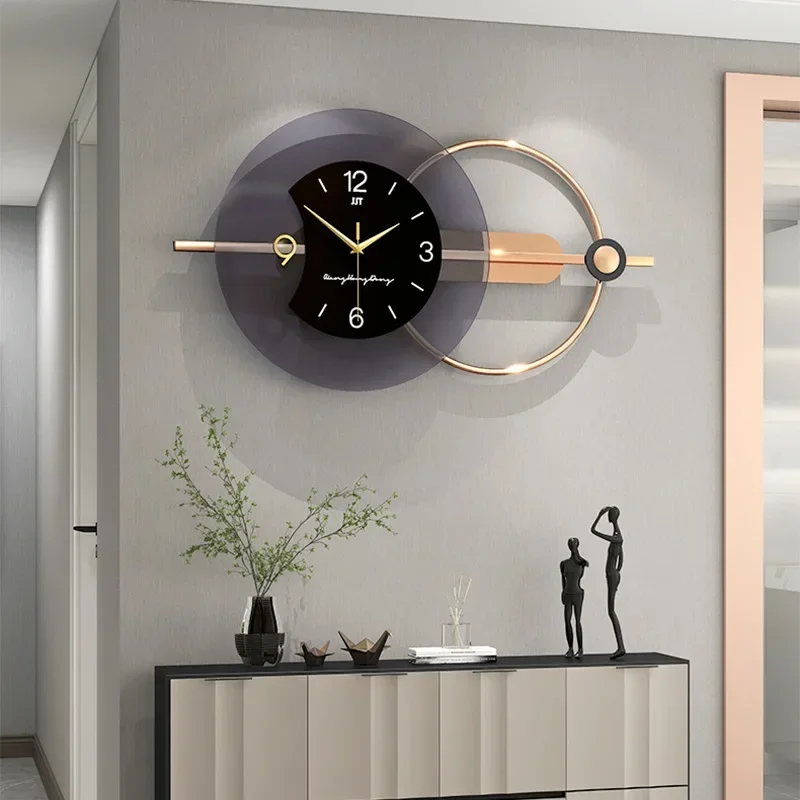 For  3D Wall Clock  Living Room Double-layer Modern Design Home  Clocks Silent Art Decoration Nordic Hanging Horologe Watch