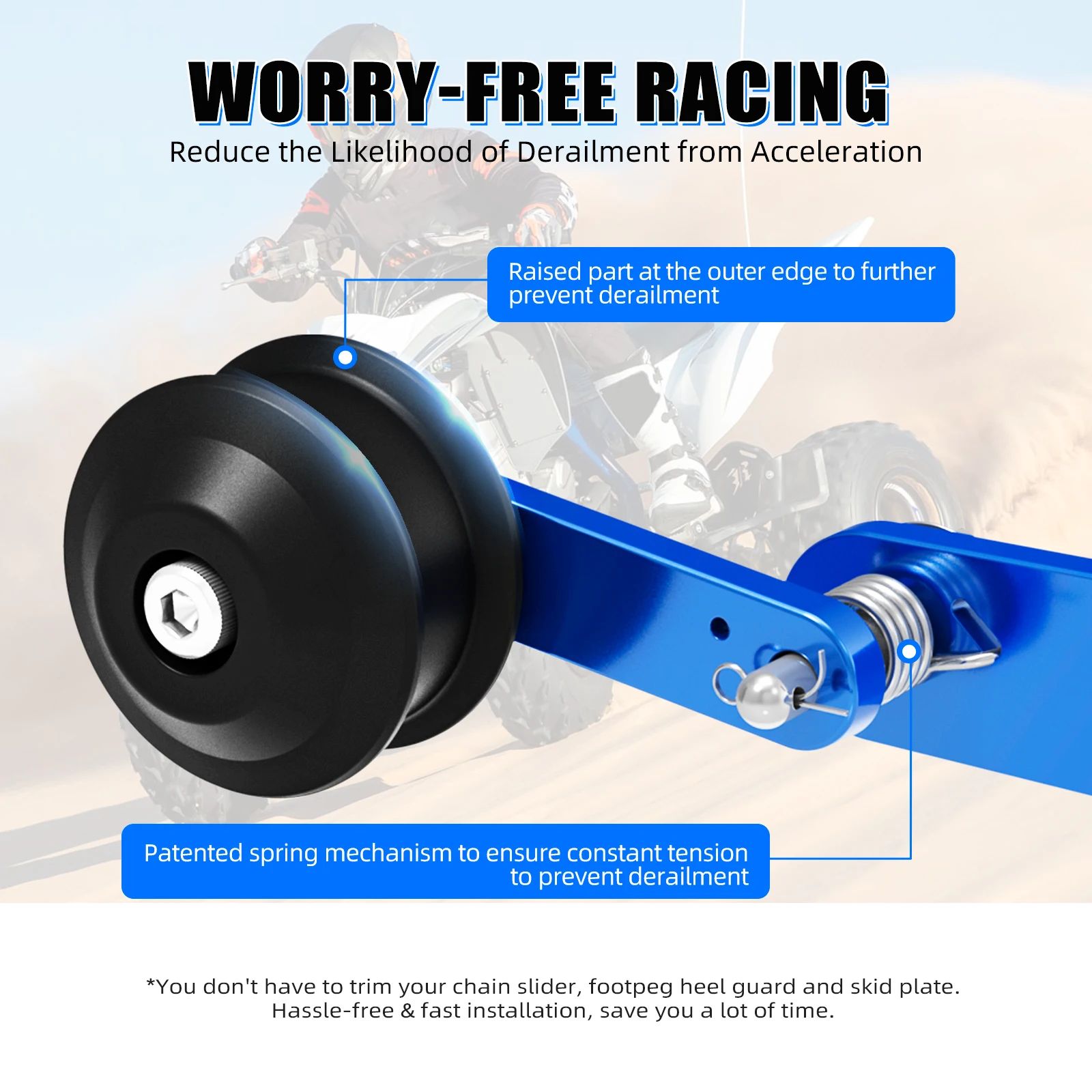 NICECNC Raptor 700 Antriebskettenspanner für Yamaha Raptor 700R 700 YFM 2013–2024, ATV-Kettenführung aus Aluminiumlegierung und Nylon