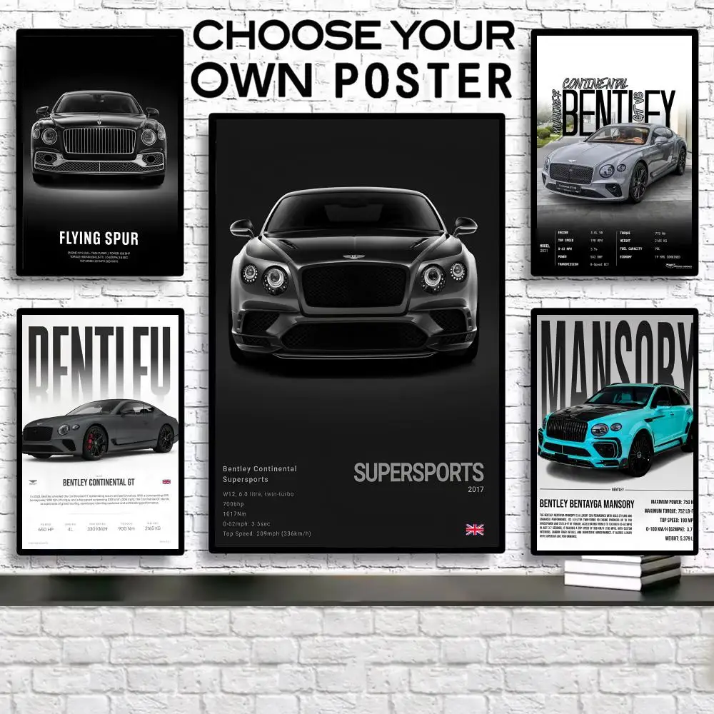 

Car B-bENTLEY Painting Calligraphy Poster Frameless Canvas Wall Art Perfect For Hallway Home Decoration Holiday Gifts