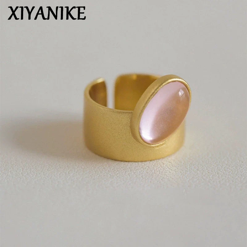 

XIYANIKE Sweet Cool Pink Zircon Wide Adjustable Open Finger Rings For Women Girl Fashion New Jewelry Gift Party Vacation кольцо