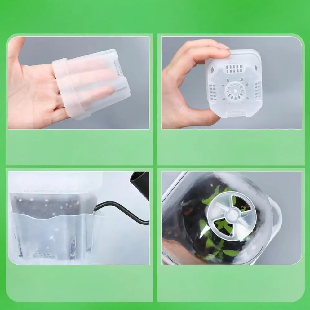 Succulent Seedling Starter Pot Automatic Watering Box Square Plastic Nursery Container Breathable Home Garden Decor