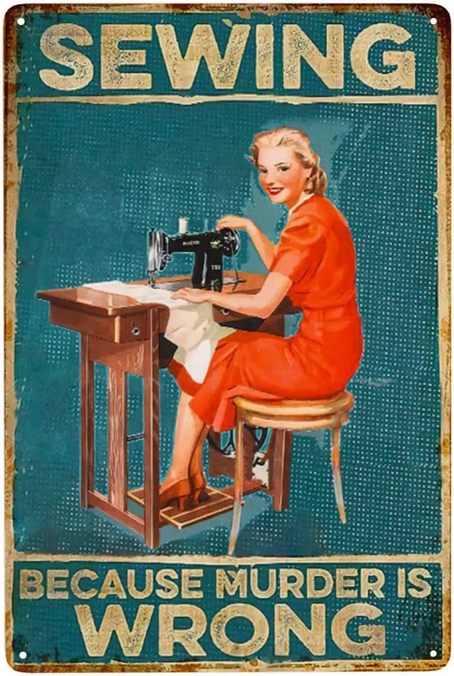 Vintage Tin Sign Sewing Because Murder is Wrong Funny Novelty Metal Sign Retro Wall Decor For Home Gate Garden Bars Restaurants