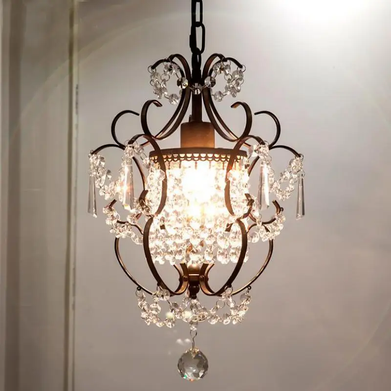 Nordic Style Crystal Lamp Corridor Aisle pendant light Led rustic Luminaire Suspension Vintage Bedroom Bedside chandelier