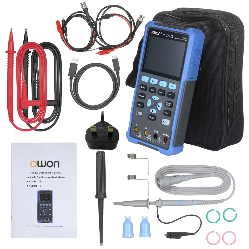 OWON HDS242/HDS242S /HDS272/HDS272S 2-CH Handheld Oscilloscope Multimeter Waveform Generator 40/70MHz 3-in-1 Multifunctional Tes