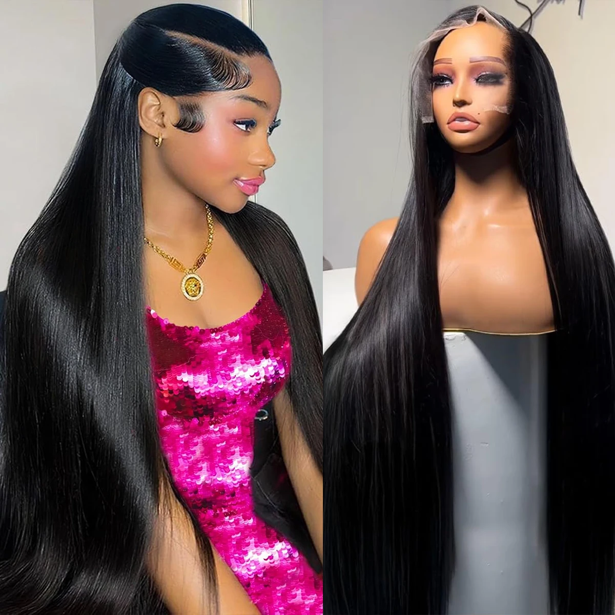 

40-дюймовые прямые человеческие волосы из натуральных костей, 13x4, кружевные фронтальные парики 13x6 HD, плотность 200, предварительно сорванные для женщин