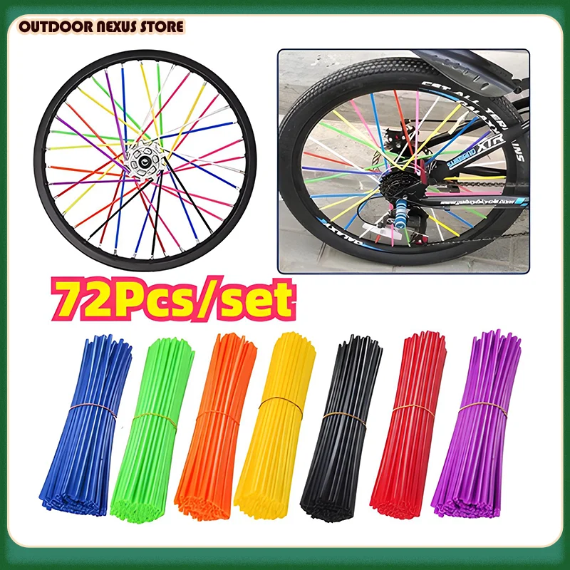 72Pcs Bicycle Off-road Motorcycle Steel Wheel Hub Universal Color Spoke Sleeve Mountain Bike Casing Spoke Retrofit Decoration