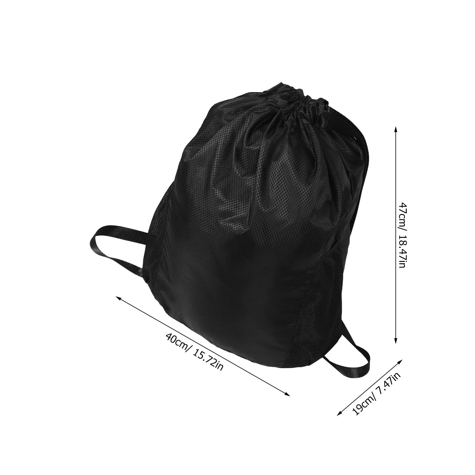 Large Capacity Travel Gym Backpack Black Lightweight Drawstring Sack For Sports Beach Camping Outdoor Minimalist Dual