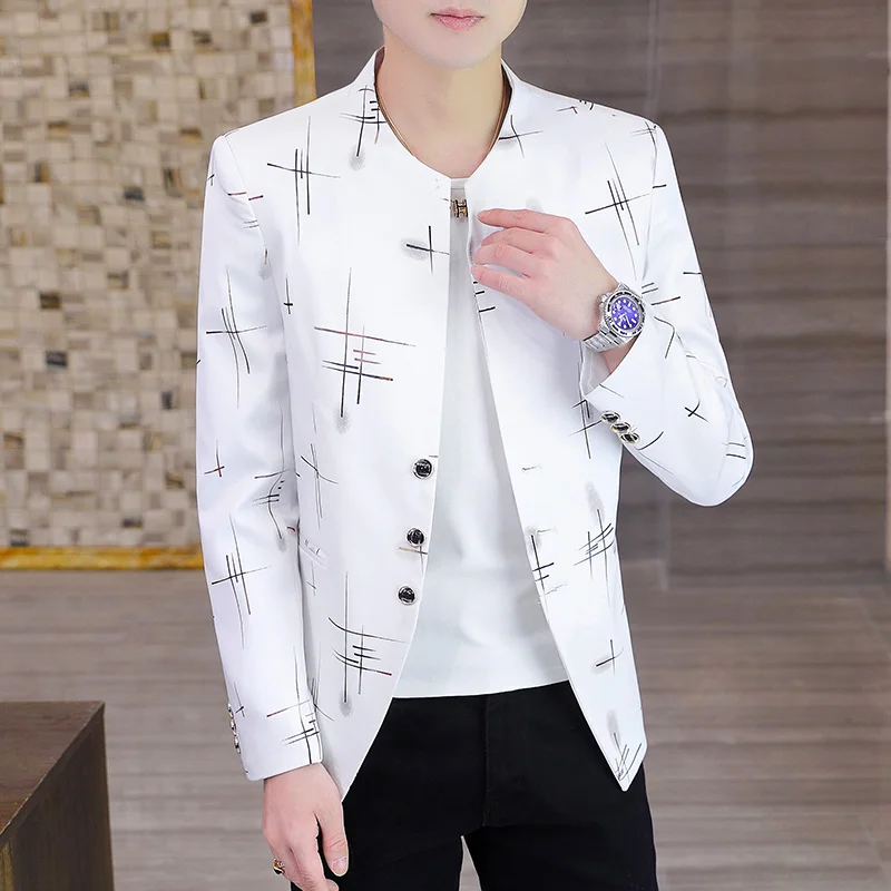 

New Explosive Spring Slim Casual Handsome Stripes All Match Style Single West Personality Fashion High-end Men's Clothing