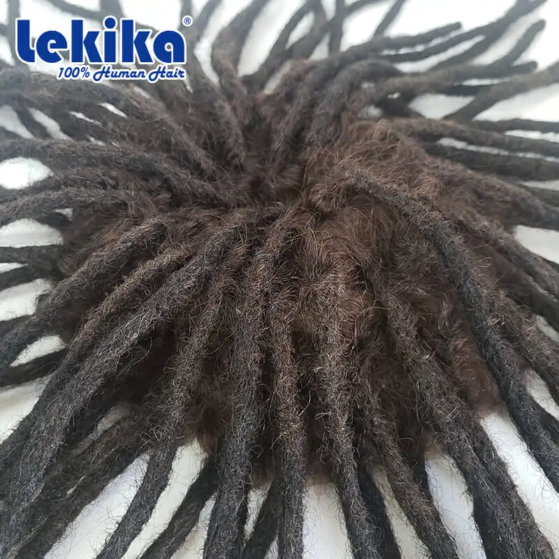 Афро-парик Dreadlock с двойными узлами на кожаной основе для мужчин, 100% натуральные волосы, Топпер, Плетеный мужской парик, протез волос, мужской парик