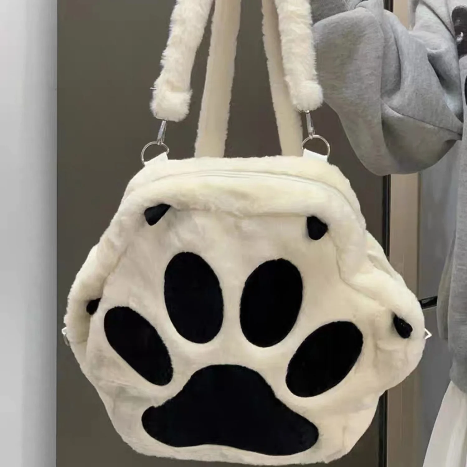 Cute Cat Claw Plush Backpack, Anime Schoolbag, Kawaii Fluffy Crossbody Bag - Adorable & Stylish for Women!