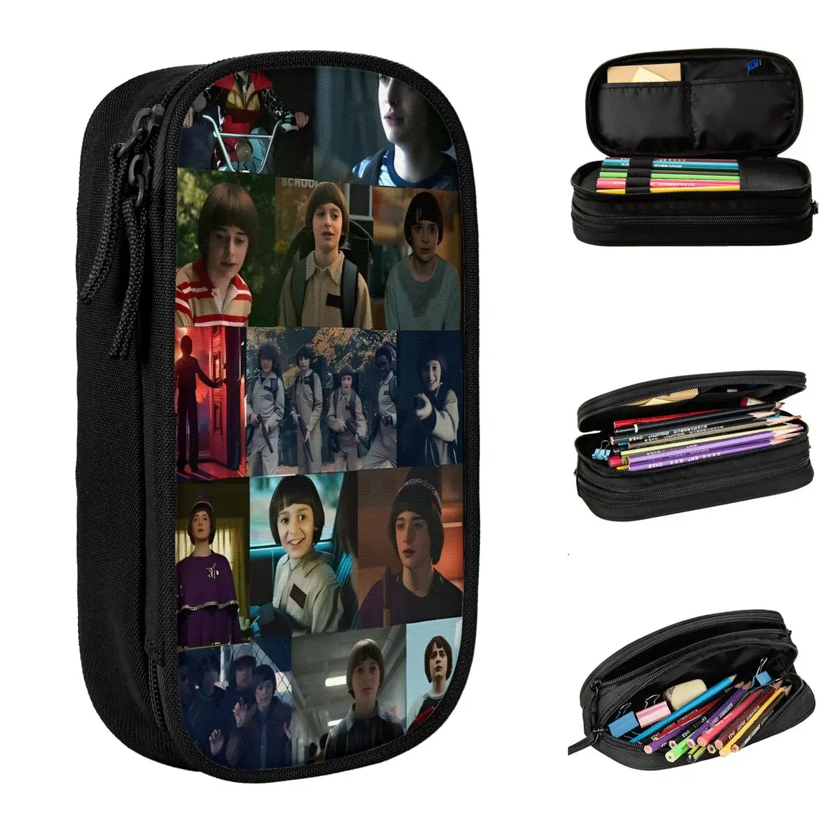 Will Byers Pencil Case Double Layer Pencil Pouch Boy Girl Cool Portable School Pencil Cases Stationery