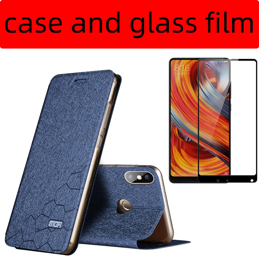 flip case for xiaomi mi mix2s case xiaomi mix2s cover tpu back book leather luxury silicone kickstand mofi mix2s full coverage