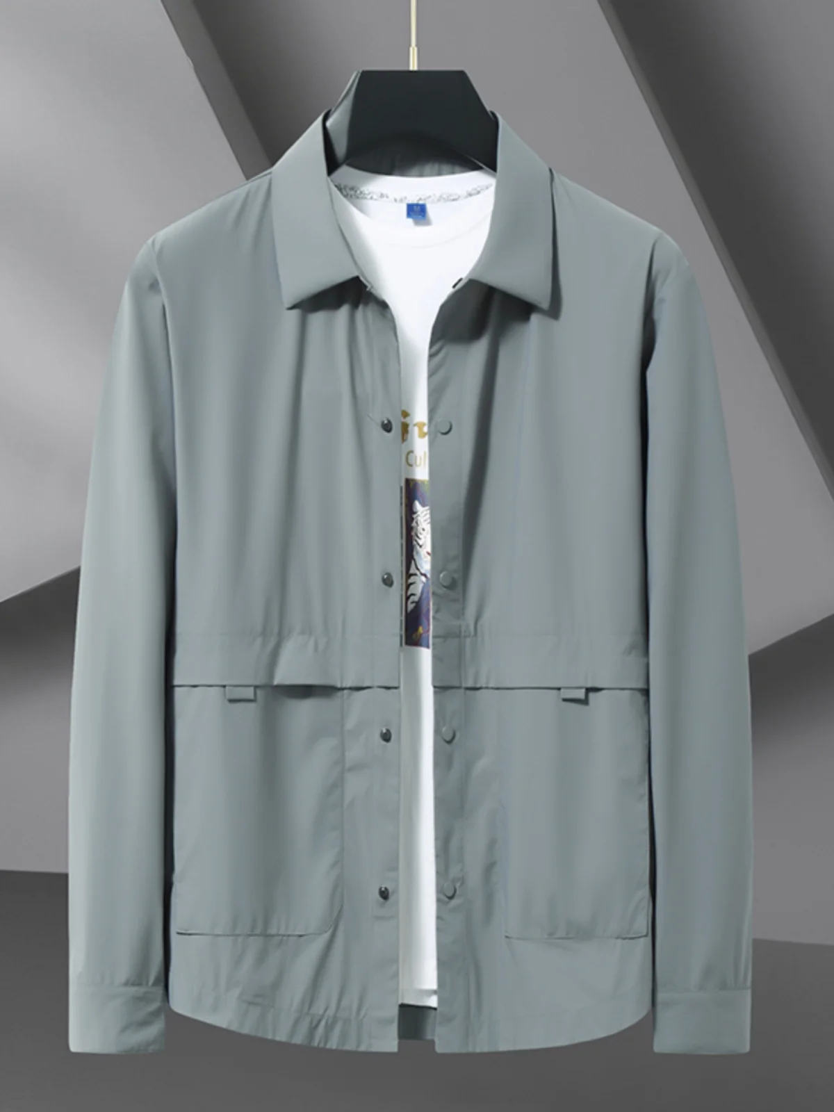 

Летняя мужская куртка из ледяного шелка с защитой от солнца, повседневная, легкая, для активного отдыха, свободного кроя, с длинными рукавами, больших размеров